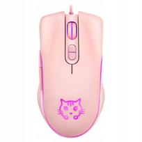 Žaidimų pelė USB, 6 mygtukai, RGB apšvietimas, tylus veikimas, rožinė
