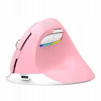 Belaidė vertikali pelė Delux M618Mini DB BT+2.4G, 2400 DPI, rožinė
