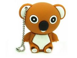 USB atmintinė 128GB su rudu meškiuku ir raktų pakabuku