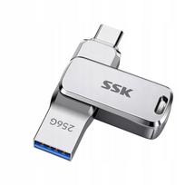 USB atmintinė SSK 256GB, USB-A ir USB-C, atspari vandeniui ir dulkėms