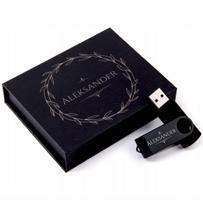 USB atmintinė 1GB su graviravimu, juoda magnetinė dėžutė