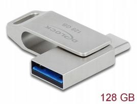 USB atmintinė Delock 128GB, USB 3.2 Gen 1, USB-C ir USB-A, metalinis korpusas