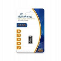 USB atmintinė MediaRange 32GB, USB 2.0, raktų pakabuko dizainas, juoda