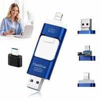 128GB USB atmintinė 4-in-1: Type-C, Lightning, Micro-USB, USB kompiuteriui ir telefonui