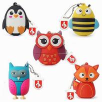 USB atmintinė 32GB, silikoniniai gyvūnėliai vaikams, 5 vnt.
