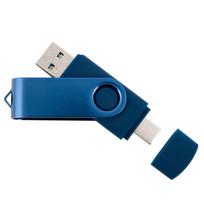 USB atmintukas TWISTER 8GB, USB 2.0/3.2, USB-C, tamsiai mėlynas