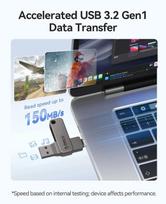 USB atmintinė 32GB, USB-C ir USB-A, 150MB/s, raktų pakabukas
