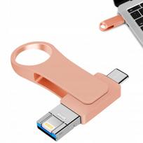 512GB 4-in-1 rožinė USB atmintinė – USB-C, Lightning, Micro-USB, USB-A