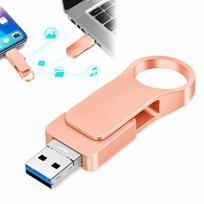 USB atmintinė 512GB 4in1 OTG, rožinė, su Lightning, Type-C ir Micro USB jungtimis
