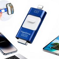 USB atmintinė 128GB, 4in1, USB-C, Lightning, Micro USB, cinko lydinys, su adapteriu