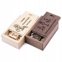 Medinis USB atmintukas su dėžute, 128GB, USB 2.0, su graviravimu