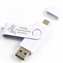 USB atmintinė 64GB USB 3.0 / USB-C su graviravimu, Pirmai komunijai