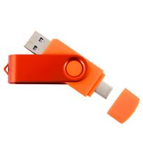 USB atmintinė 16GB, USB 2.0/3.2, USB-C, TWISTER, oranžinė