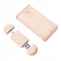 Medinė USB atmintinė MAPLE 64GB, USB 3.0 ir USB-C 3.2, dėžutė be graviravimo