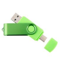 USB atmintukas 32GB, USB 2.0/3.2, USB-C, TWISTER, šviesiai žalias