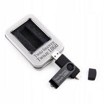 USB atmintinė 128GB, USB 3.0 ir USB-C, juoda, su dėžute ir logotipo graviravimu