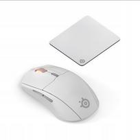 Belaidė pelė STEELSERIES Rival 3 Gen 2 ir kilimėlis QcK Medium, balti
