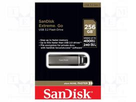 USB atmintinė SANDISK Extreme GO 128GB, USB 3.2, juoda/sidabrinė