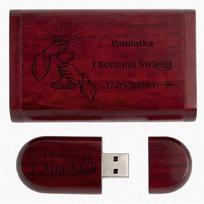 Medinė USB atmintinė dėžutėje, 128GB, USB 3.0, su graviravimu, Pirmajai Komunijai