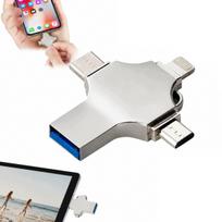USB atmintinė 256GB, 4 jungtys (USB-C, Lightning, Micro-USB, Type-C), OTG, Windows