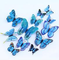 Mėlynas 3D Magnetinis Drugelis Lipnus Sienų Dekoras Namų Dekoras Sienos Lipdukas (12 rinkinys) Onesize blue