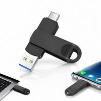 512GB USB atmintukas, USB-C ir Micro-USB jungtys, tinka Android ir kompiuteriams