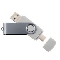USB atmintukas 128GB, USB 3.0/3.2, USB-C, TWISTER, pilkas