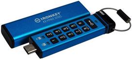 USB atmintinė Kingston IronKey Keypad 200C 256GB, USB 3.1 Type-C, mėlyna