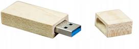 USB atmintinė 128GB, USB 3.0, medinė, šviesi klevinė