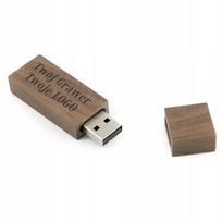 Medinė USB atmintinė, tamsaus riešuto, 16GB, USB 3.0, su logotipo graviravimu