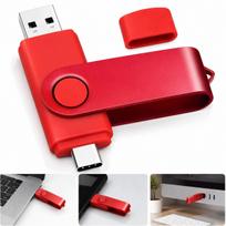 USB atmintinė 512GB, su USB-C, metalinė, pasukama