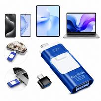 USB atmintinė 128GB 4-in-1, tinka iPhone, Android, USB-C, PC, Mac (Lightning)