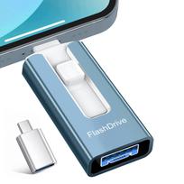 256GB USB atmintinė, USB 3.0, 4 jungčių modelis, tinka telefonams ir kompiuteriams