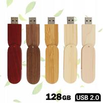 USB atmintinė 128GB, medinė, su dangteliu, 5 dizainai