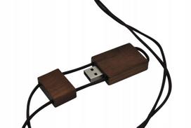 USB atmintinė pakabukas, medinė, su virvele, 64GB, USB 3.0