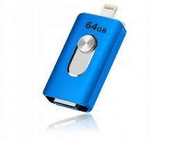 64GB USB atmintukas 3-in-1: USB 3.0, Lightning, Micro USB OTG, suderinamas su iPhone ir Android