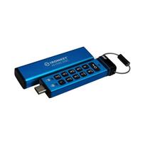 USB atmintinė Kingston IronKey Keypad 200C 512GB, USB 3.1, Type-C, mėlyna