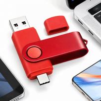 Atmintukas 512GB RED METAL, USB-A ir USB-C, USB 2.0