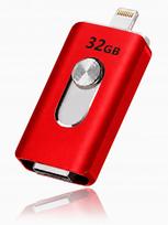 Atmintukas 32GB, USB 3.0, Lightning, Micro USB, raudonas, metalinis
