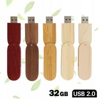 USB atmintinė 32GB, medinė, su dangteliu, 5 dizainai