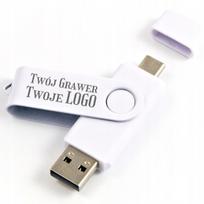 USB atmintukas 128GB, USB-C 3.0, baltas, su graviruotu logotipu