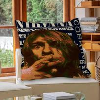 Hot N-Nirvana-K-KurtS Cobain Personalized Pillow Dust Cover Bedroom Kids Party Decoration Pillowcase Birthday Children Gift 30x30 cm black