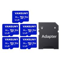 Micro SD atminties kortelės 64GB, 5 vnt., su adapteriu, greitos