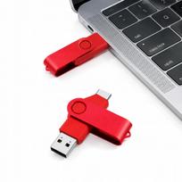 USB atmintinė 512GB, USB-A ir Type-C, metalinė, telefonui ir kompiuteriui