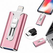 Atmintukas 128GB, 4in1 USB 3.0 / Micro-USB / Lightning / USB-C, rožinis