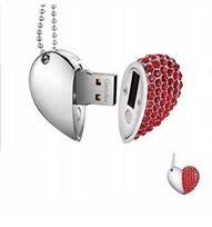 USB atmintinė 16GB, pakabukas ant kaklo, širdelės formos, raudona, 619