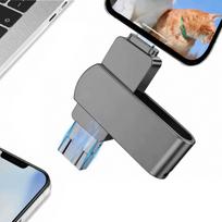USB atmintinė 512GB, 4 jungtys: USB-C, USB, Micro-USB, iOS, metalinė