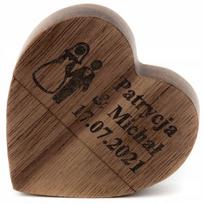 Medinė USB atmintinė HEART, 64GB, su graviravimu, vestuvinė dovana