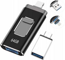 USB atmintinė 64GB 3in1, USB-C, USB-A, Lightning, tinka iPhone ir iPad