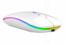 Belaidė pelė AK211B, balta, RGB apšvietimas, 2,4 GHz / Bluetooth, tylus veikimas